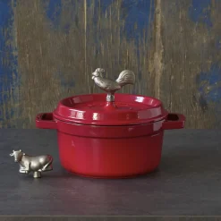 Koch-Set mit Gewürzmühlen, Wein&ouml;ffner und roter Cocotte, 4-tlg.