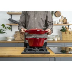 Kochtopfset Stackable 2-tlg, rund, Kirsch-Rot, Gusseisen