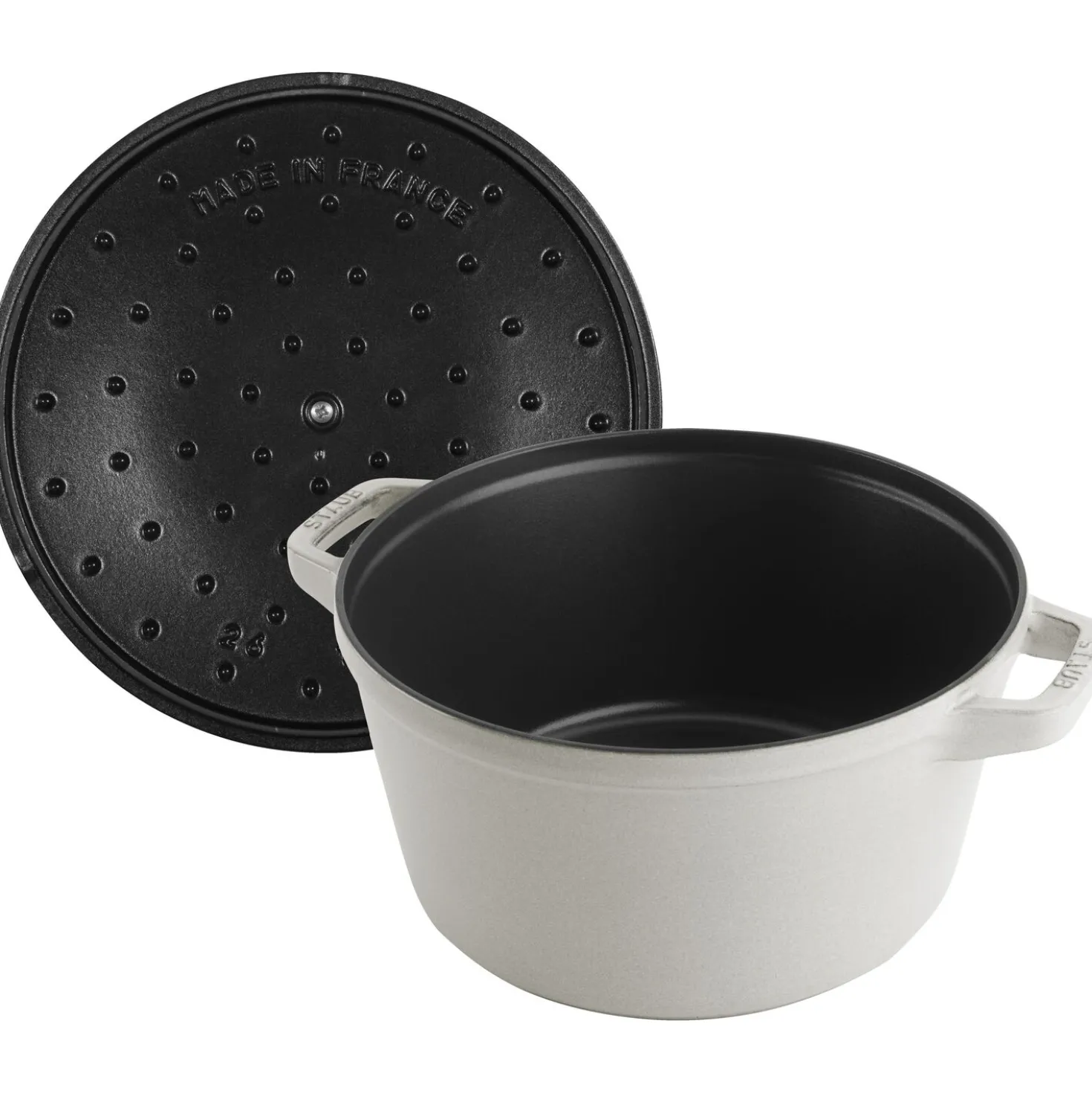 Kochtopfset Stackable 3-tlg, rund, Weisser Trüffel, Gusseisen