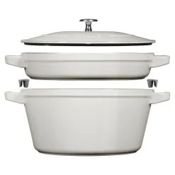 Kochtopfset Stackable 2-tlg, rund, Weisser Trüffel, Gusseisen