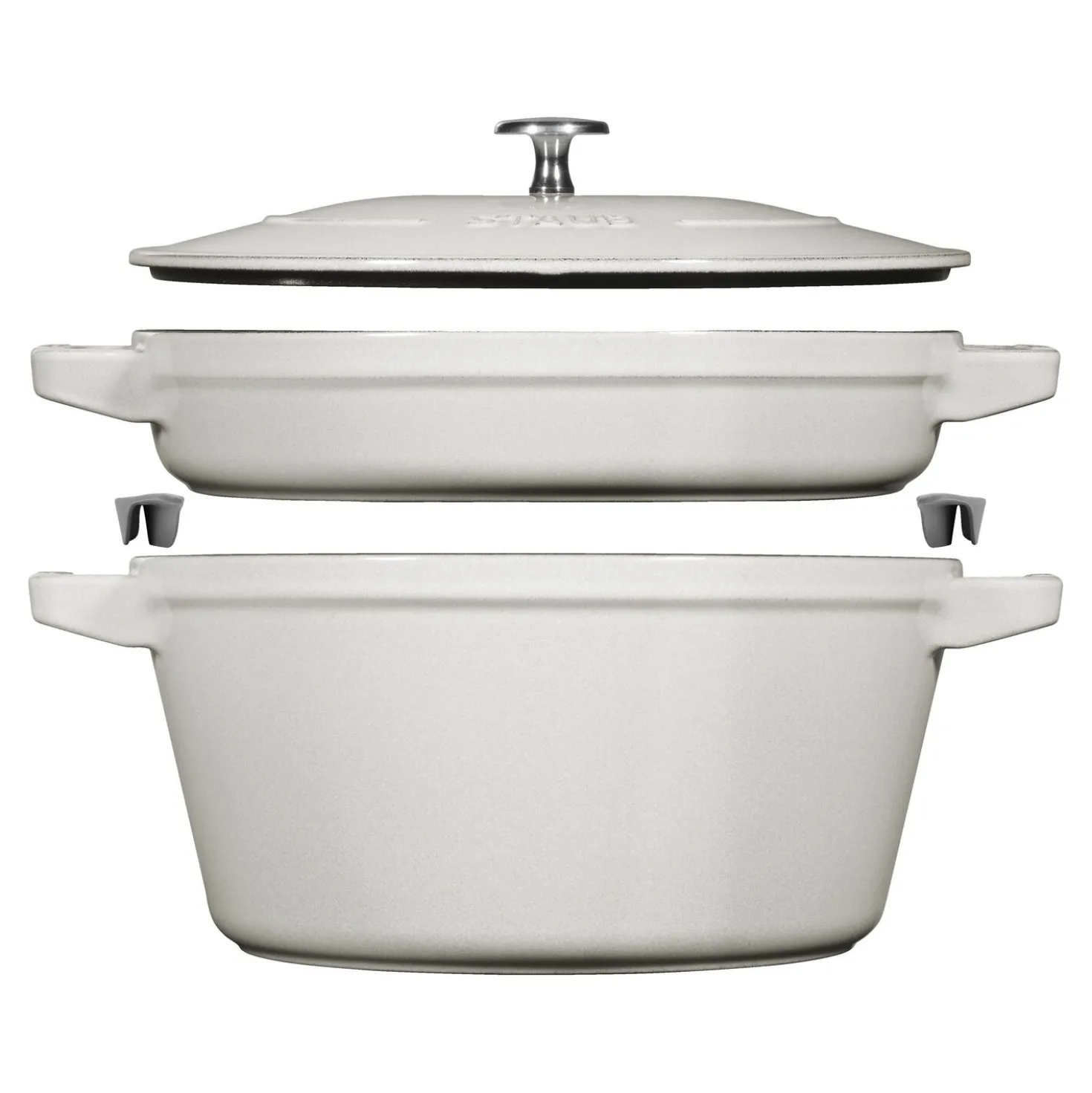 Kochtopfset Stackable 2-tlg, rund, Weisser Trüffel, Gusseisen