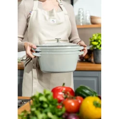 Kochtopfset Stackable 2-tlg, rund, Weisser Trüffel, Gusseisen