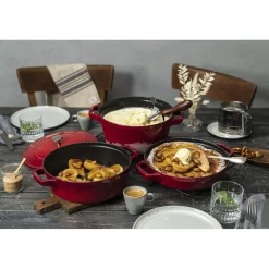 Kochtopfset Stackable 3-tlg, rund, Kirsch-Rot, Gusseisen