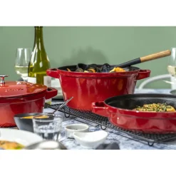 Kochtopfset Stackable 3-tlg, rund, Kirsch-Rot, Gusseisen