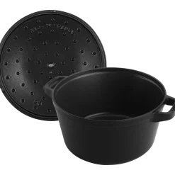 Kochtopfset 2-tlg, rund, Schwarz, Gusseisen