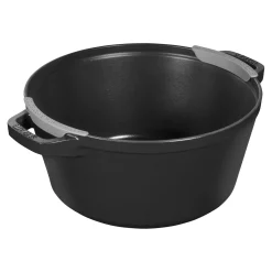 Kochtopfset 3-tlg, rund, Schwarz, Gusseisen