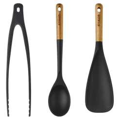 Kochzubeh&ouml;r-Set mit Zange, Mehrzweckl&ouml;ffel und Servierl&ouml;ffel, 3-tlg.