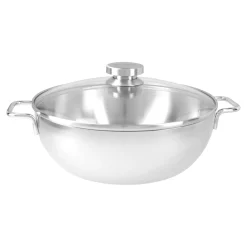 Konische Schmorpfanne mit Glasdeckel 28 cm, 18/10 Edelstahl