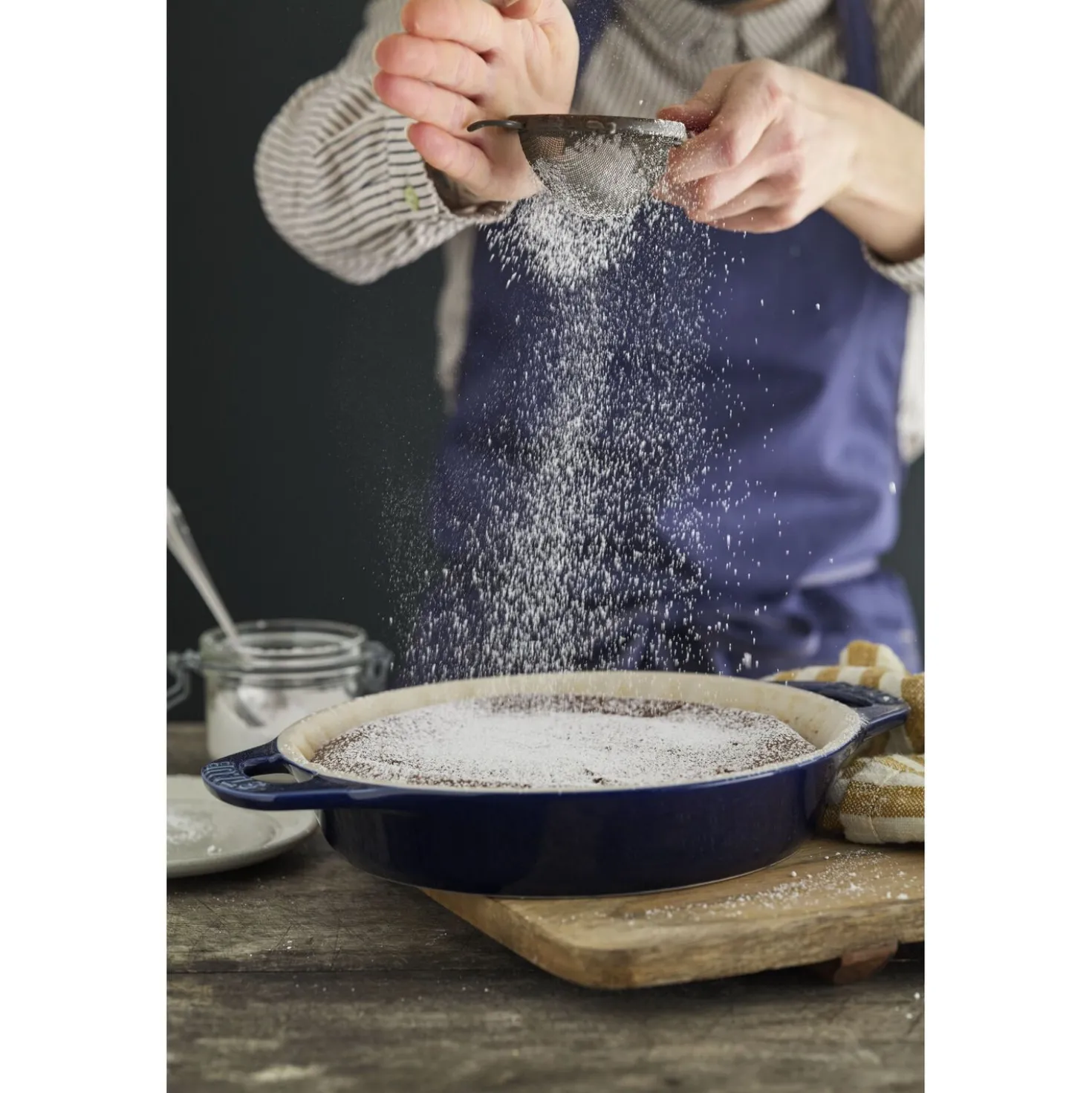 Kuchenform 24 cm, rund, Dunkelblau, Keramik