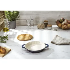 Kuchenform 24 cm, rund, Dunkelblau, Keramik