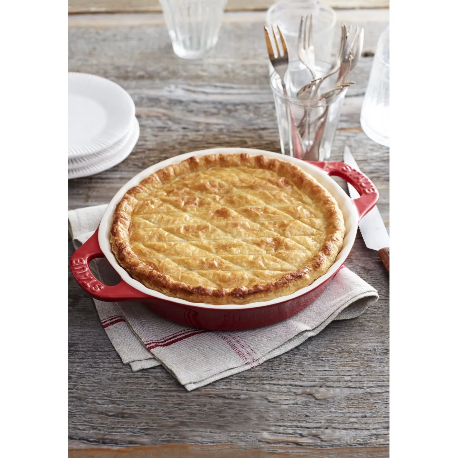 Kuchenform 24 cm, rund, Kirsch-Rot, Keramik