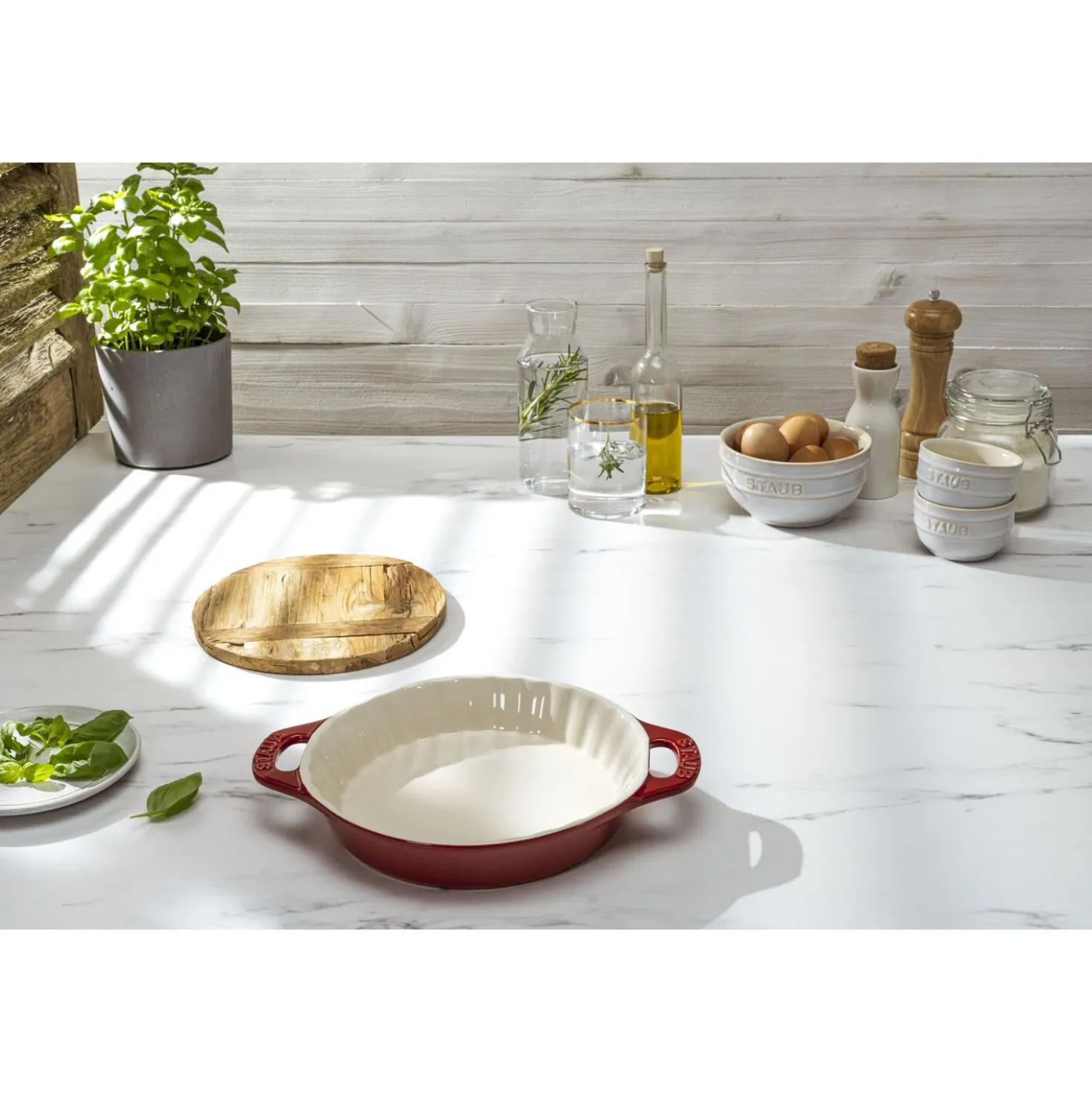 Kuchenform 24 cm, rund, Kirsch-Rot, Keramik