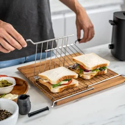Kurzschlitztoaster, Sandwichzange & Br&ouml;tchenaufsatz Set, 4-tlg., Weiß/Silber, Stahl