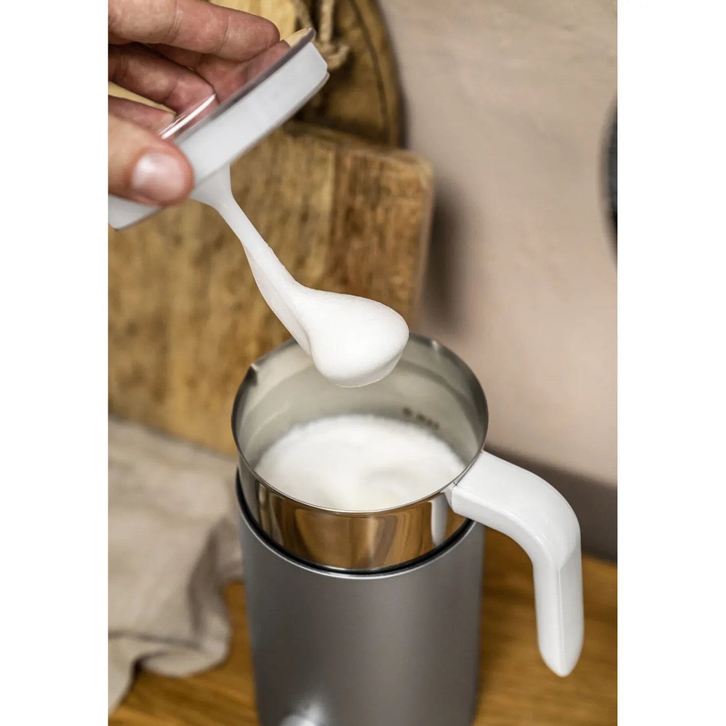 Milchaufschäumer, 400 ml, Silber
