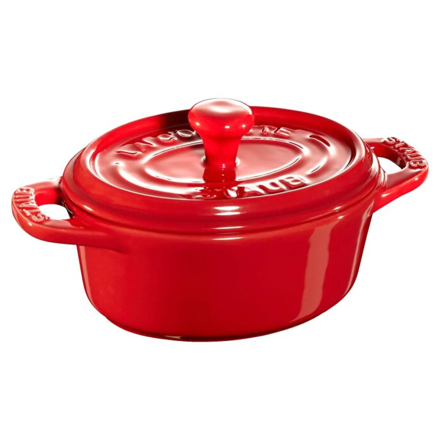 Mini Cocotte 11 cm, oval, Kirsch-Rot, Keramik