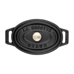 Mini Cocotte 11 cm, oval, Schwarz, Gusseisen