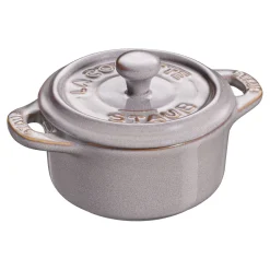Mini Cocotte 10 cm, rund, Antik-Grau, Keramik