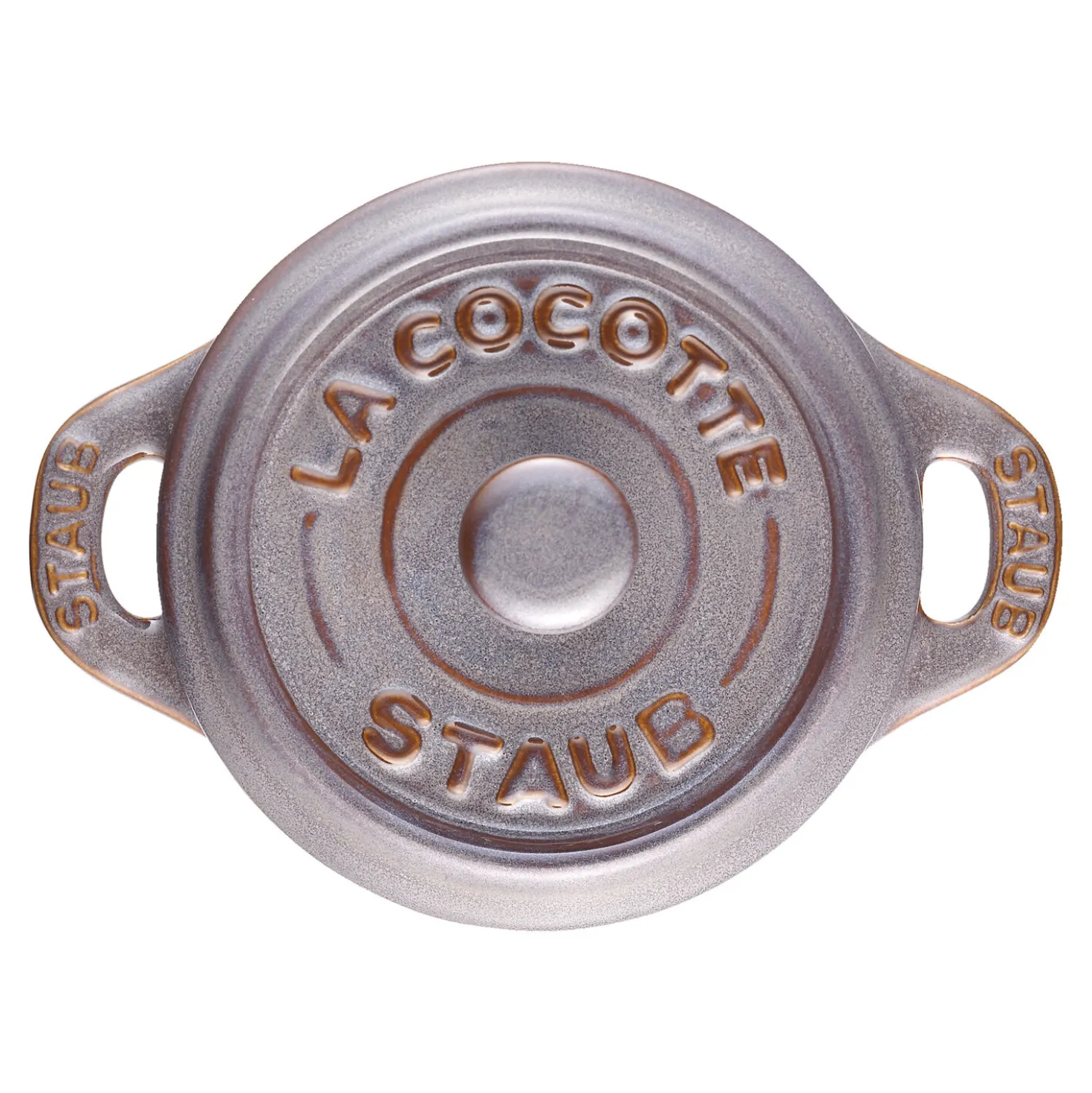 Mini Cocotte 10 cm, rund, Antik-Grau, Keramik