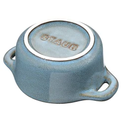 Mini Cocotte 10 cm, rund, Antik-Türkis, Keramik