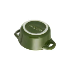 Mini Cocotte 10 cm, rund, Basilikum-Grün, Keramik