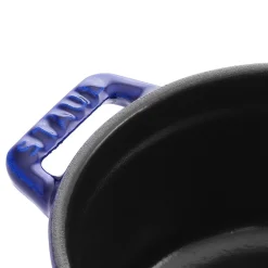 Mini Cocotte 10 cm, rund, Dunkelblau, Gusseisen