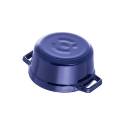 Mini Cocotte 10 cm, rund, Dunkelblau, Gusseisen