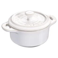 Mini Cocotte 10 cm, rund, Elfenbein-Weiß, Keramik
