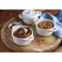Mini Cocotte 10 cm, rund, Elfenbein-Weiß, Keramik