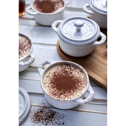 Mini Cocotte 10 cm, rund, Elfenbein-Weiß, Keramik