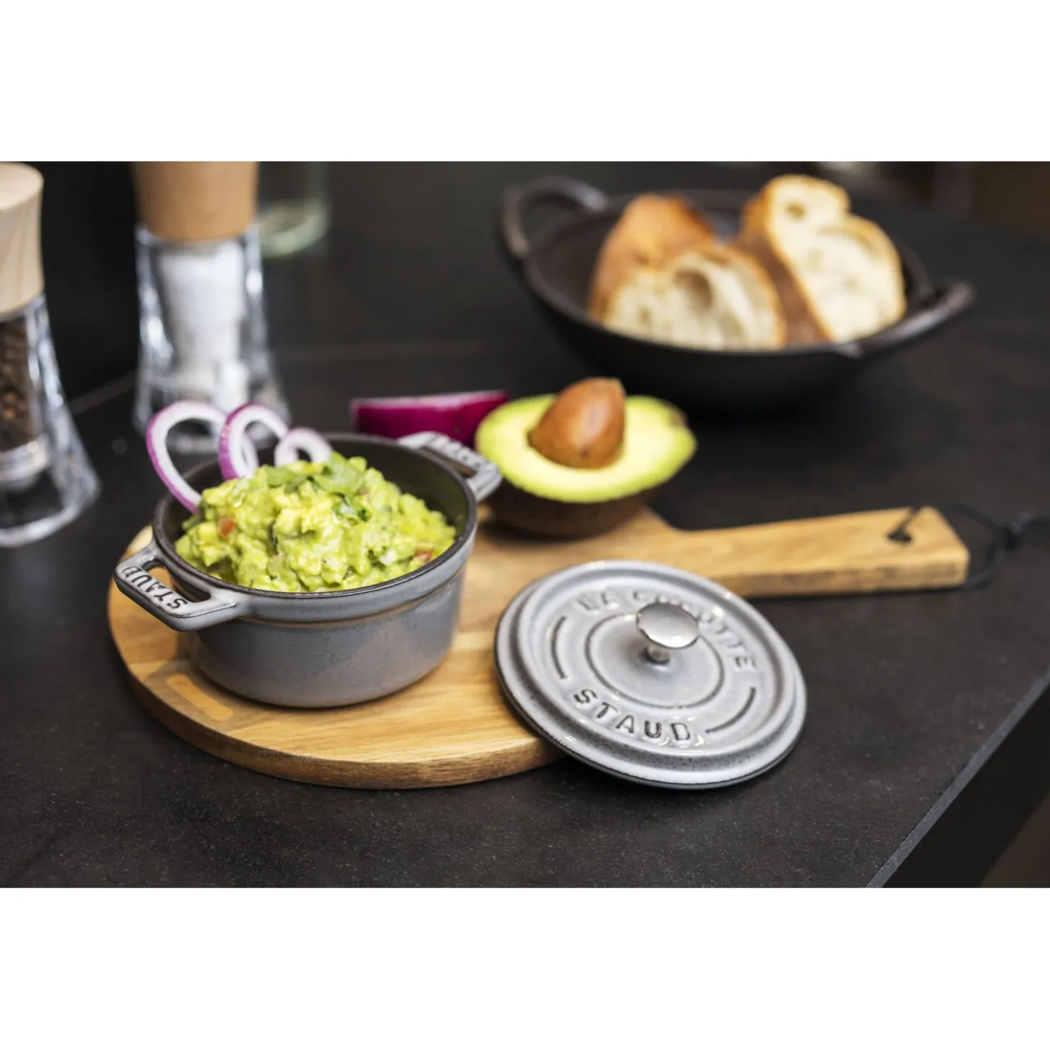 Mini Cocotte 10 cm, rund, Graphit-Grau, Gusseisen