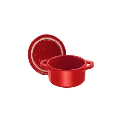 Mini Cocotte 10 cm, rund, Kirsch-Rot, Keramik
