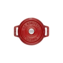 Mini Cocotte 10 cm, rund, Kirsch-Rot, Gusseisen