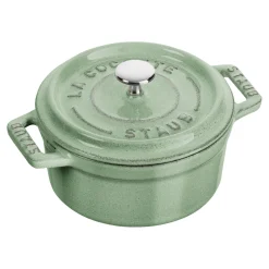 Mini Cocotte 10 cm, rund, Salbeigrün, Gusseisen
