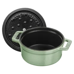 Mini Cocotte 10 cm, rund, Salbeigrün, Gusseisen