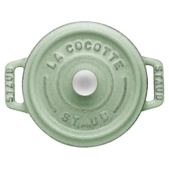 Mini Cocotte 10 cm, rund, Salbeigrün, Gusseisen