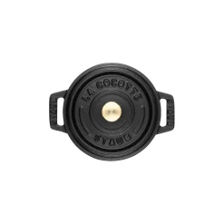 Mini Cocotte 10 cm, rund, Schwarz, Gusseisen