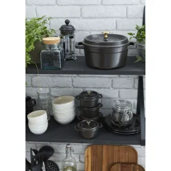 Mini Cocotte 10 cm, rund, Schwarz, Gusseisen