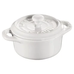 Mini Cocotte 10 cm, rund, Weiß, Keramik