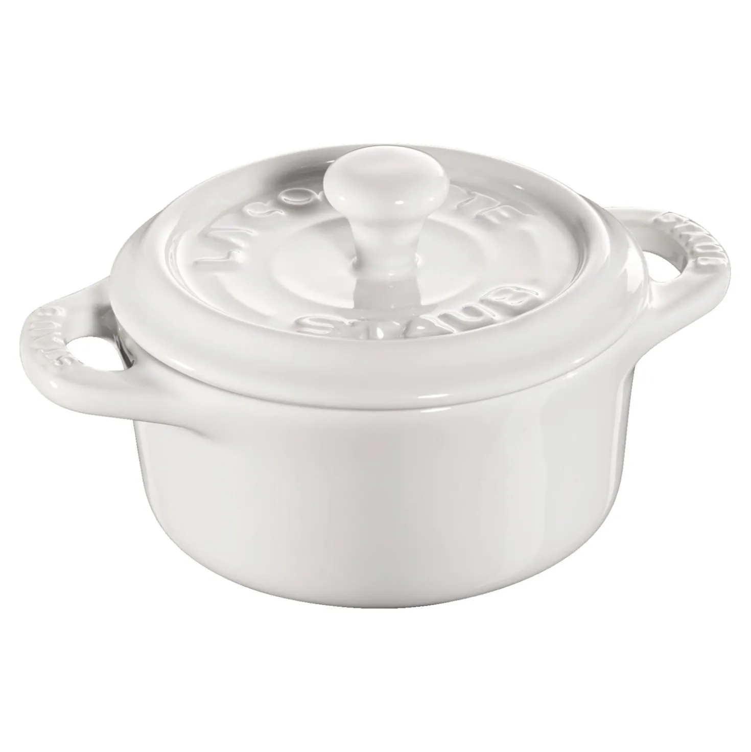 Mini Cocotte 10 cm, rund, Weiß, Keramik