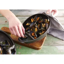Muscheltopf 25 cm, Gusseisen, Schwarz