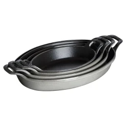 Ofenform 24 cm, oval, Graphit-Grau, Gusseisen