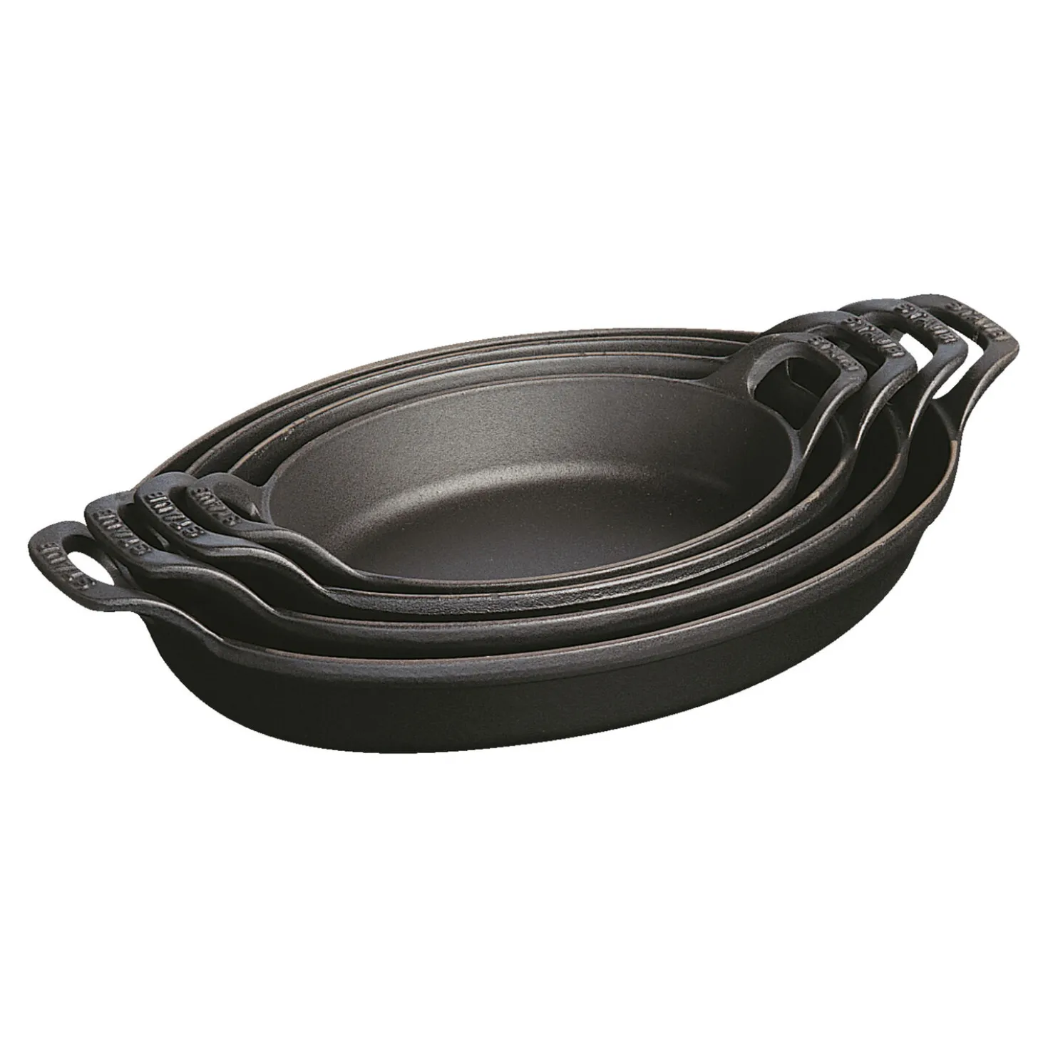 Ofenform 28 cm, oval, Schwarz, Gusseisen