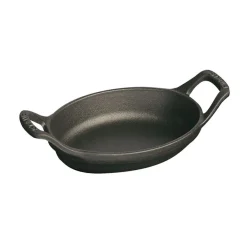 Ofenform 15 cm, oval, Schwarz, Gusseisen
