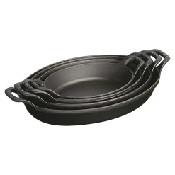Ofenform 32 cm, oval, Schwarz, Gusseisen