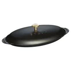 Ofenform mit Deckel 31 cm, oval, Schwarz, Gusseisen