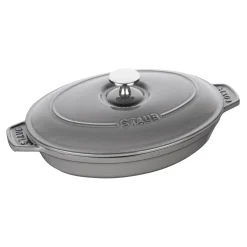 Ofenform mit Deckel 23 cm, oval, Graphit-Grau, Gusseisen