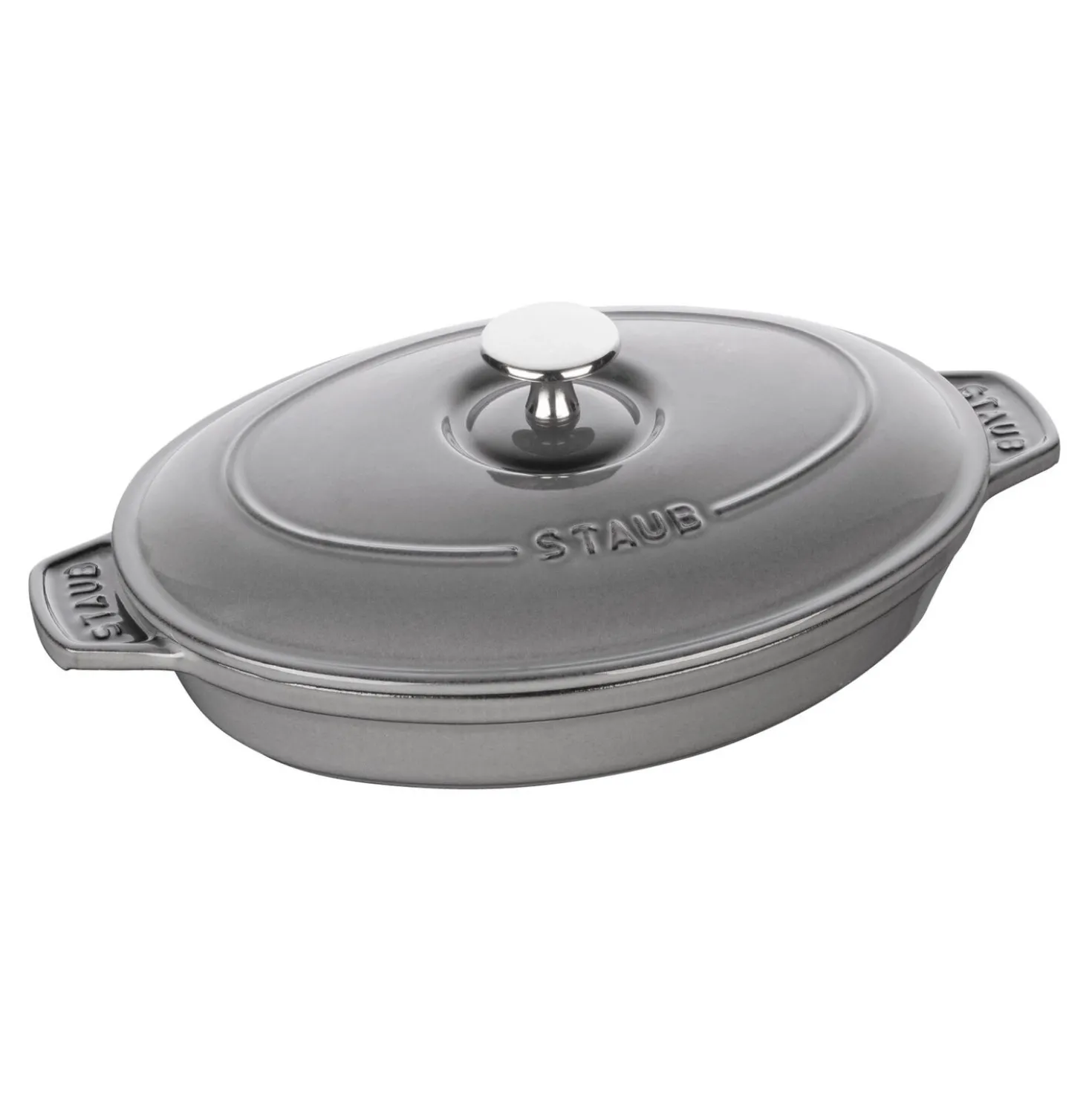 Ofenform mit Deckel 23 cm, oval, Graphit-Grau, Gusseisen