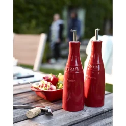 &Ouml;l- & Essigset 20 cm, Kirsch-Rot, Keramik