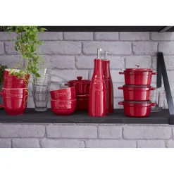 &Ouml;l- & Essigset 20 cm, Kirsch-Rot, Keramik