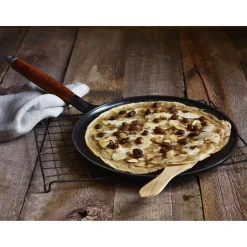 Pfannkuchenpfanne 28 cm, rund, Schwarz, Gusseisen